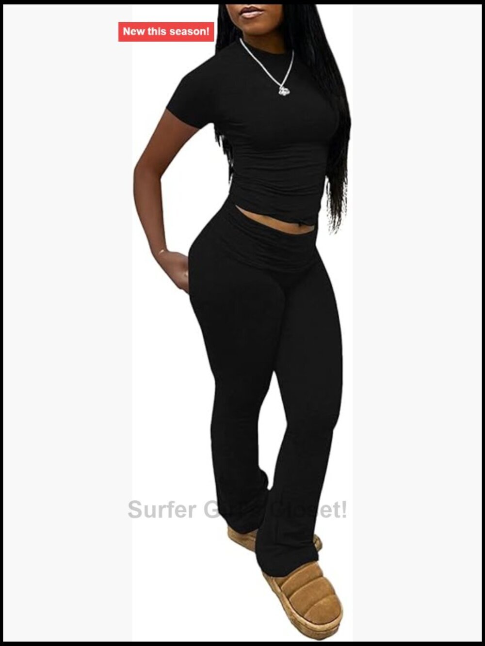 2 Piece Lounge Set Crop Top High Waist Flare Leggings Tracksuit
